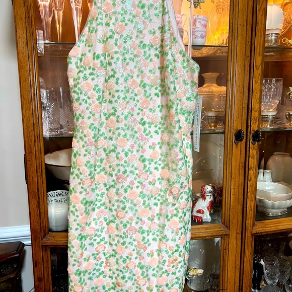 NWTS Badgley Mischka Sequinned Halter Dress Size 16 Multi Bloom MSRP $375 - Picture 8 of 10